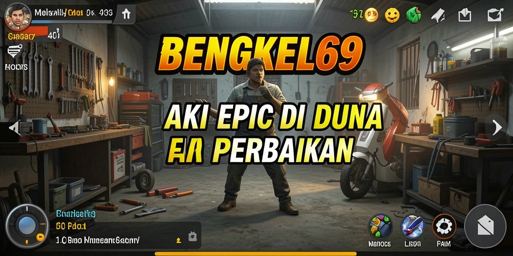 Tampilan gameplay seru BENGKEL69 dengan perbaikan mobil yang mendebarkan.