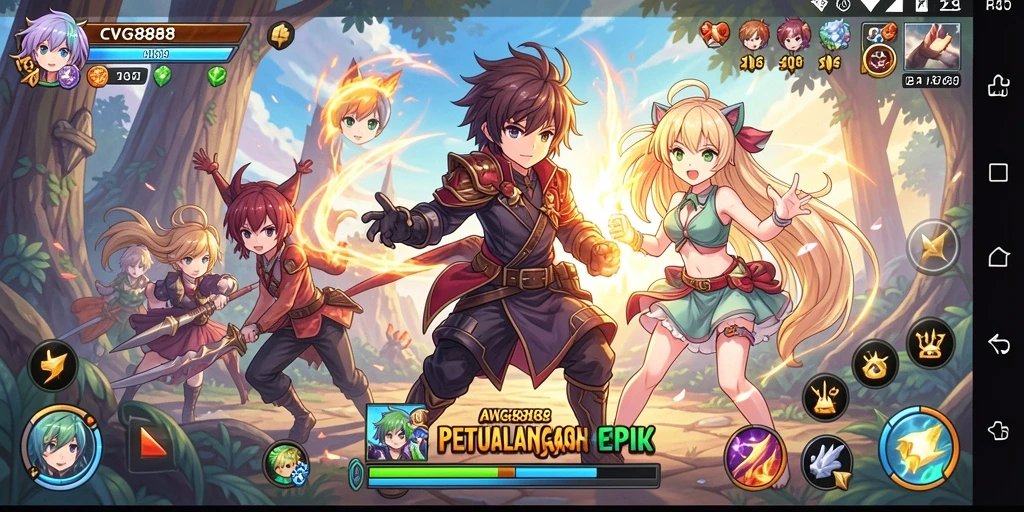 Tampilan gameplay seru CVG8888 dengan karakter anime yang menawan.