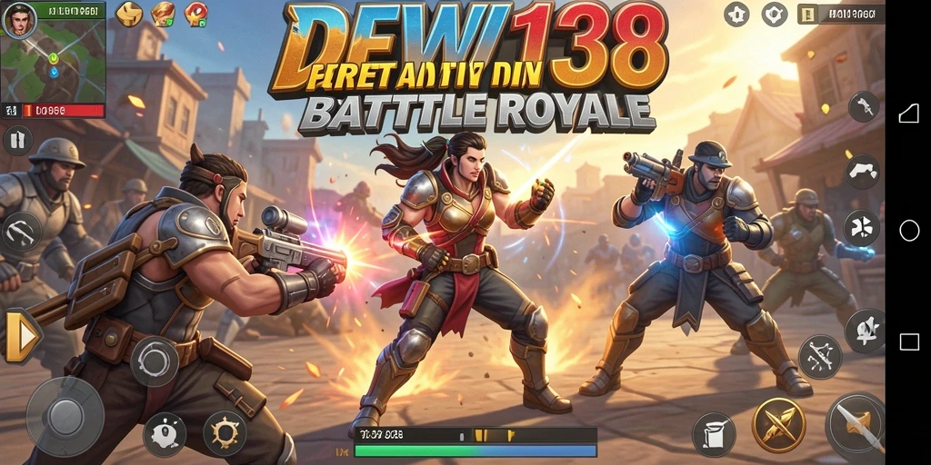 Gameplay mendebarkan DEWI138 di arena Battle Royale.