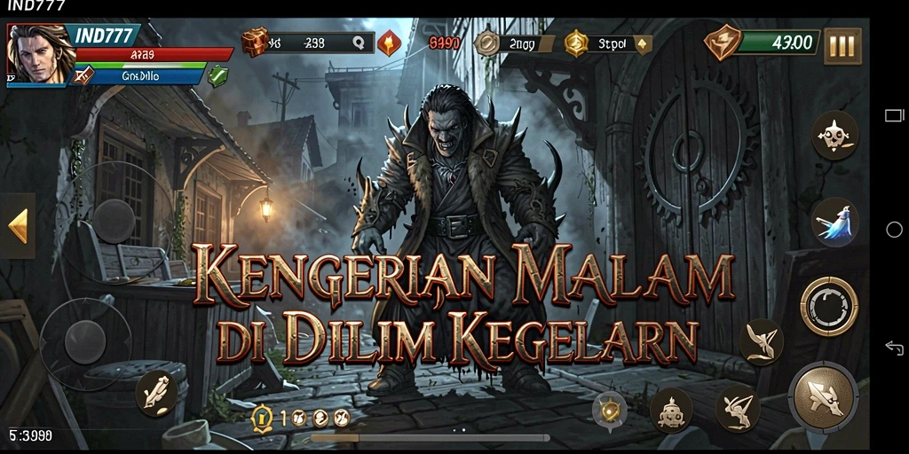 Tampilan gameplay menegangkan dalam suasana gelap.