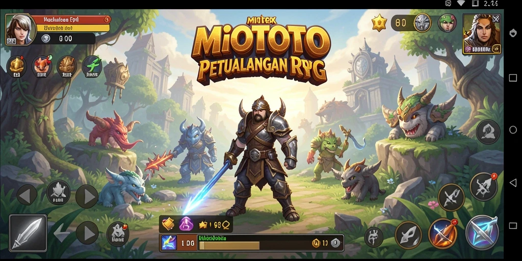 Screenshot utama MIOTOTO menampilkan aksi seru dalam petualangan RPG.