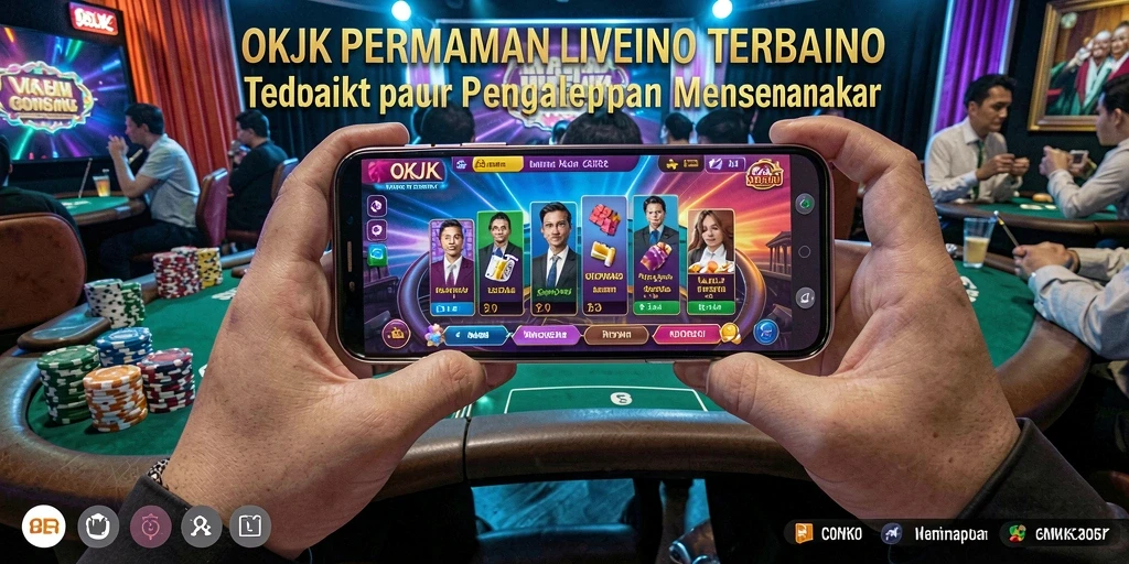 Screenshot gameplay OKJK menampilkan dealer langsung di meja casino.