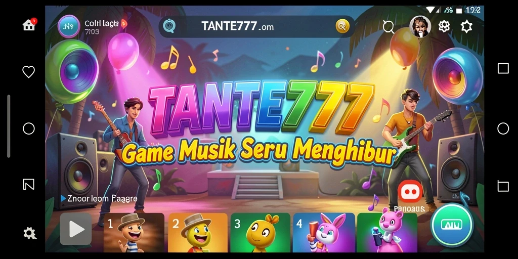 Screenshot gameplay TANTE777 menampilkan interaksi musik yang menarik.