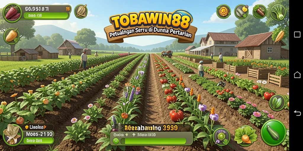 Screenshot gameplay yang menampilkan aktivitas berkebun di TOBAWIN88.