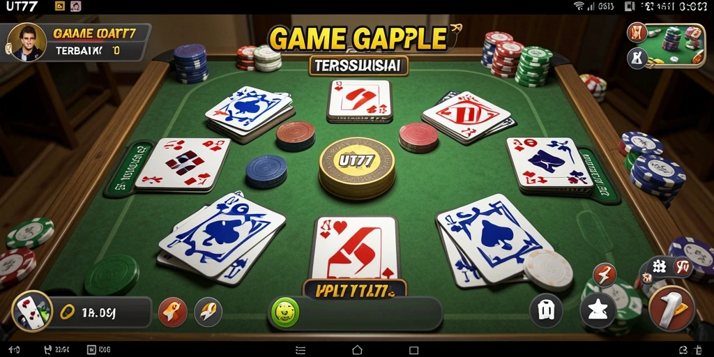 Tampilan screenshot UT77 menampilkan gameplay Gaple yang seru dan interaktif.